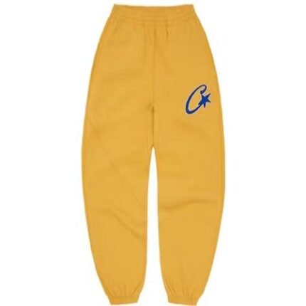 Corteiz Satin C Star Appliqué Sweatpants Mustard