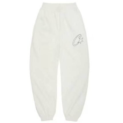 Corteiz Satin C Star Appliqué Sweatpants Off White